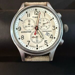 Timex Expedition Chronograph Watch - Silver and Cream